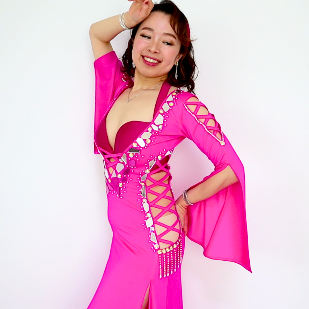 Close up of Fifi Lace-Up Dress in Hot Pink